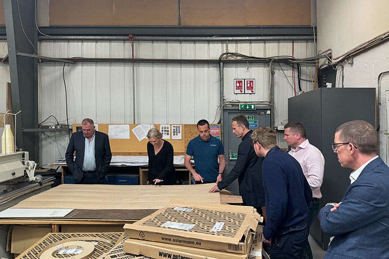 The interiors project is for a flexible workspace in East London and involves various specialist joinery items. Seeing DBSJ's equipment and capabilities in their workshop helps us consider options for detailing and finishing. It's also a great team-building exercise.